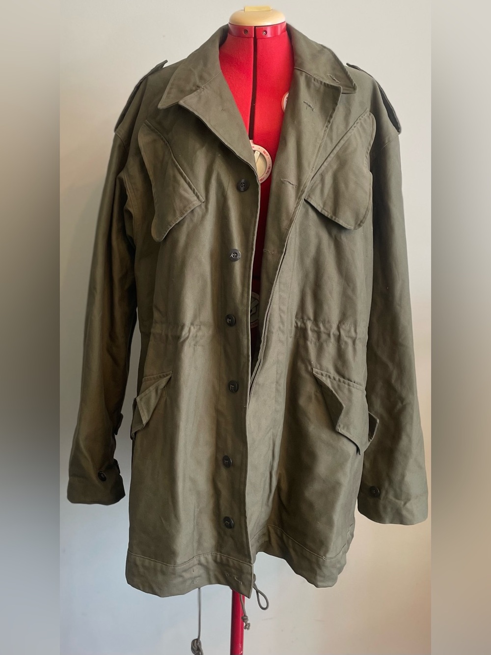 Vintage Military field jacket - All cotton olive green Size XL